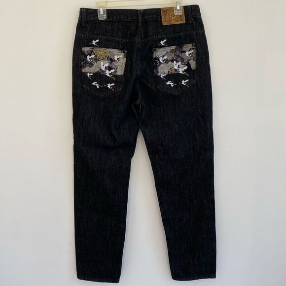 Customized Dark Wash Jeans with Japanese Style Designs - Picture 2 of 8